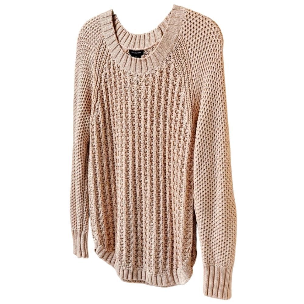 CALVIN KLEIN JEANS New Round Neck CableโKnit Pink Rose Sweater SIZE Large - Picture 5 of 12